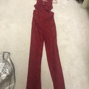 Lace red jumpsuit